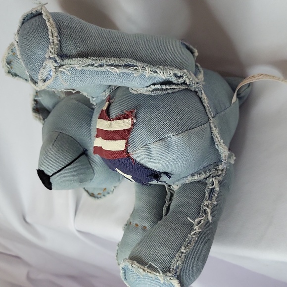Denim Jean USA Star Teddy Bear Dan Dee Vintage 1990s July 4 Plush - Picture 6 of 11